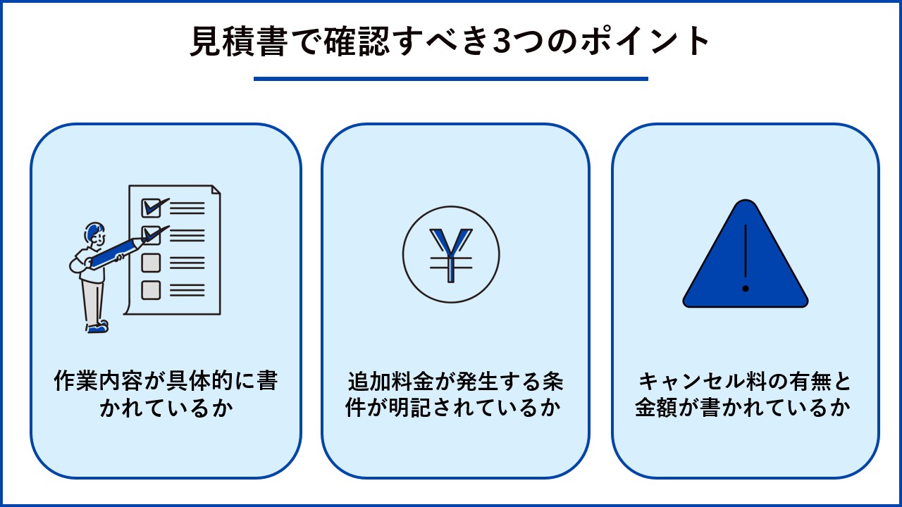 見積書で確認すべき3つのポイント