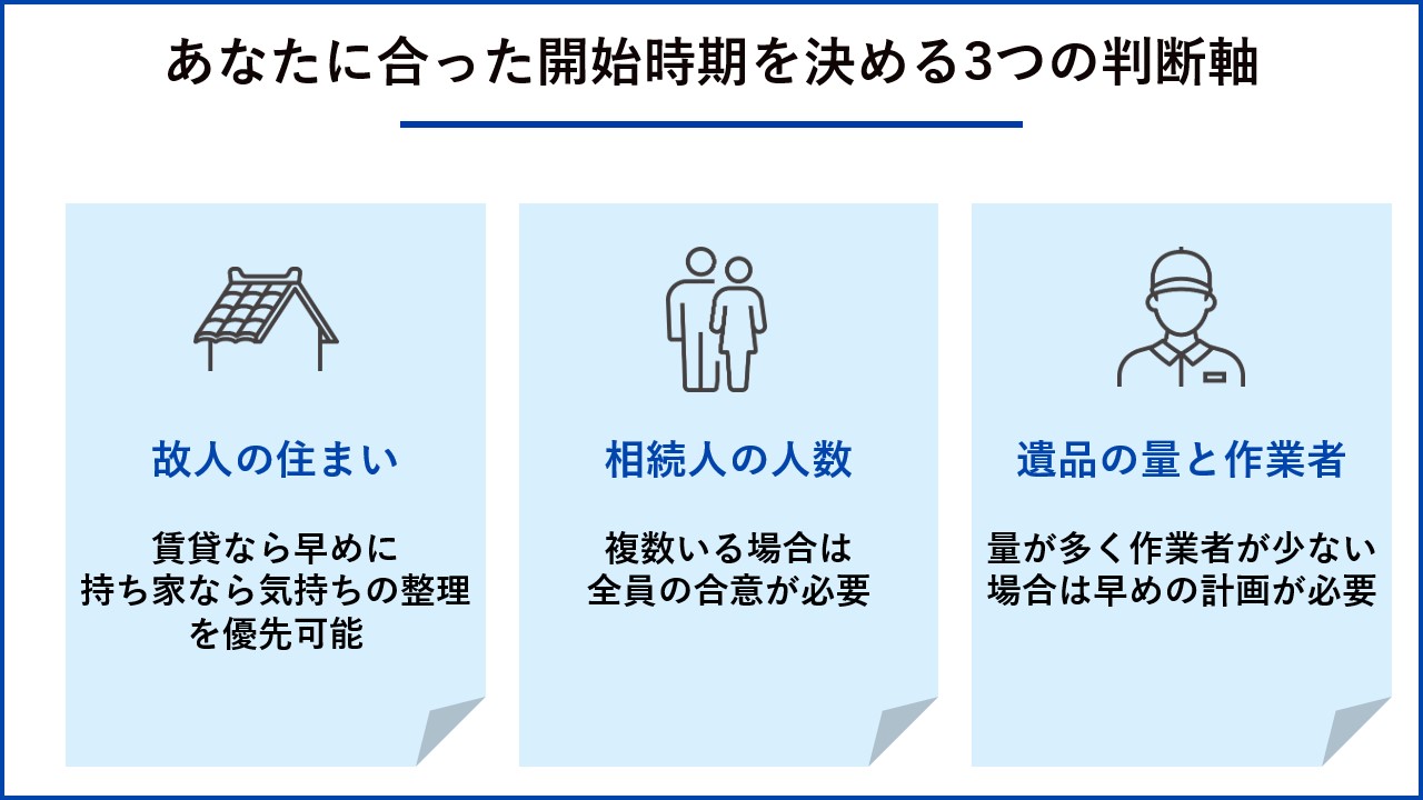 あなたに合った開始時期を決める3つの判断軸 ​